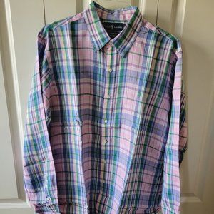 Polo Ralph Lauren Madras Long-Sleeved Linen Button-Down Shirt - XL. NWOT